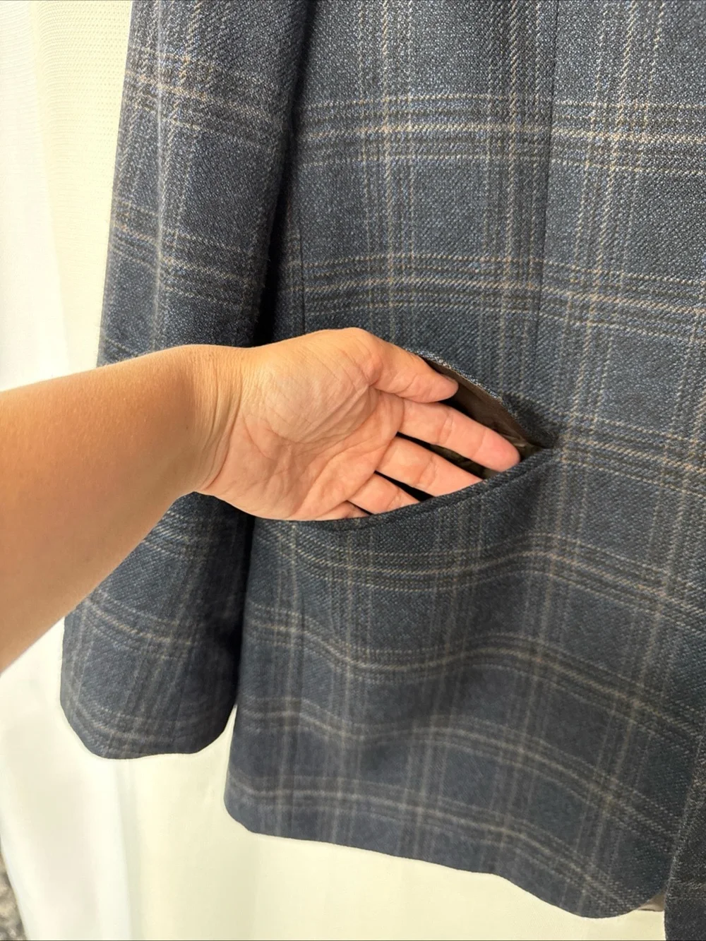 VTG Banana Republic Wool Blazer Mens 42S‎ Blue Plaid Jacket Sport Coat 3 Button